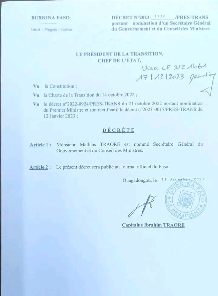 Remaniement Ministériel Au Burkina Faso (liste) - Afrique Sur 7